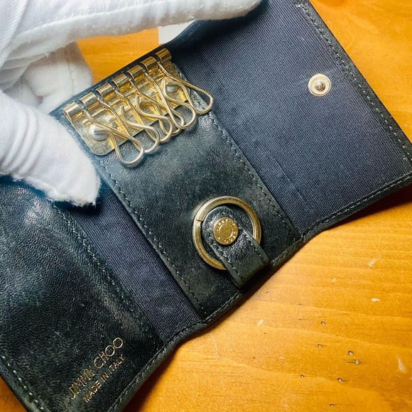 EUC Jimmy Choo Starred Studded Black Neptune Leather 6 Key Ring Case - Picture 14 of 17